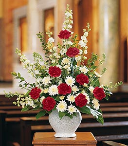 Urn red and white
